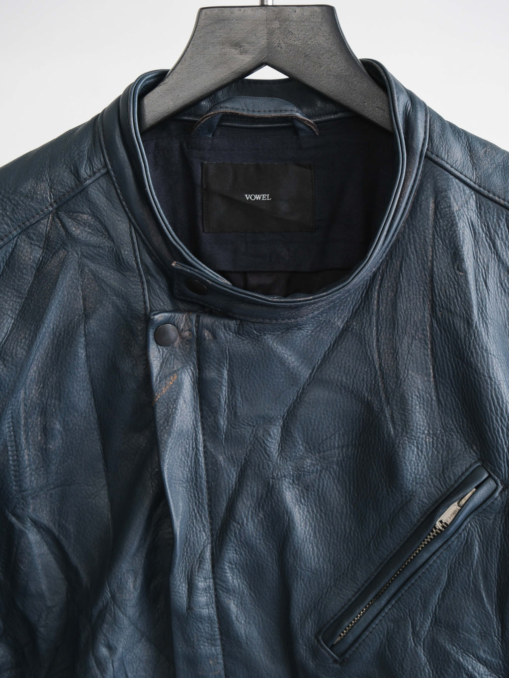 VINTAGE BLACK "VOWEL" BIKER LEATHER JACKET