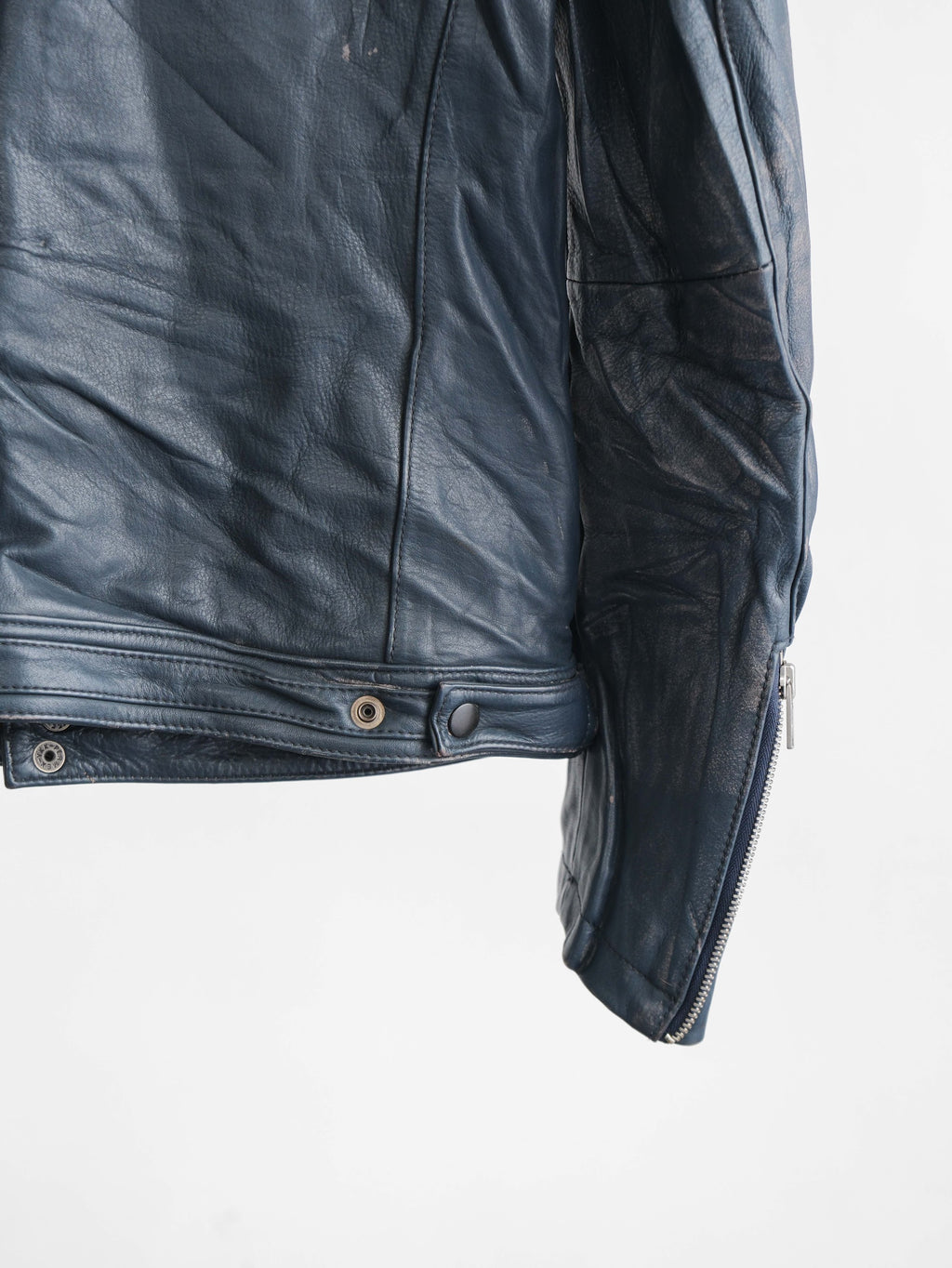 VINTAGE BLACK "VOWEL" BIKER LEATHER JACKET