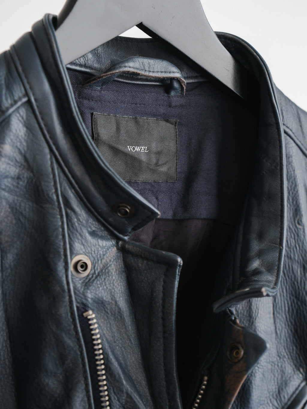 VINTAGE BLACK "VOWEL" BIKER LEATHER JACKET