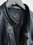 VINTAGE BLACK "VOWEL" BIKER LEATHER JACKET