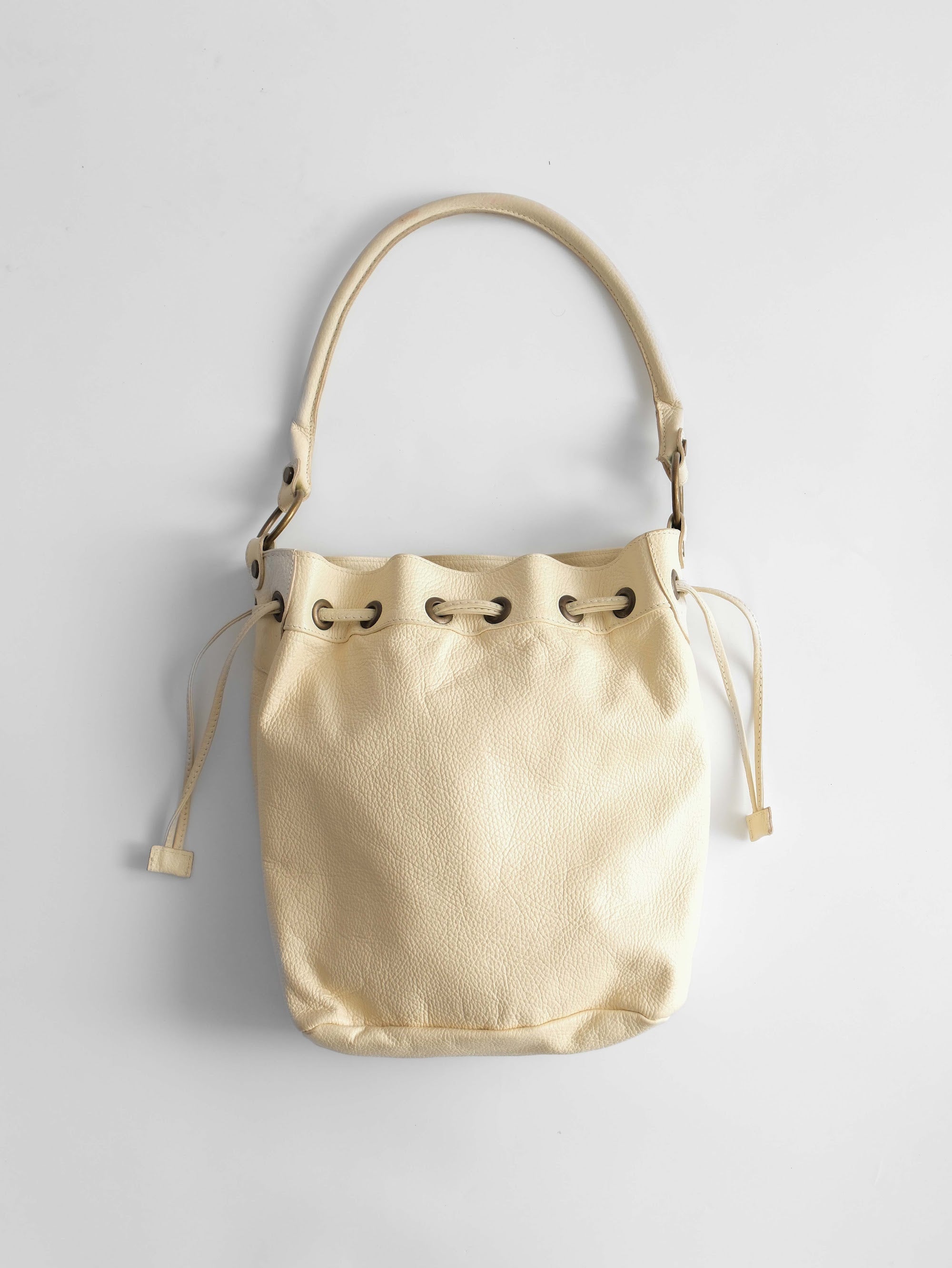 VINTAGE CREAM VIA BRERA ITALY LEATHER BAG