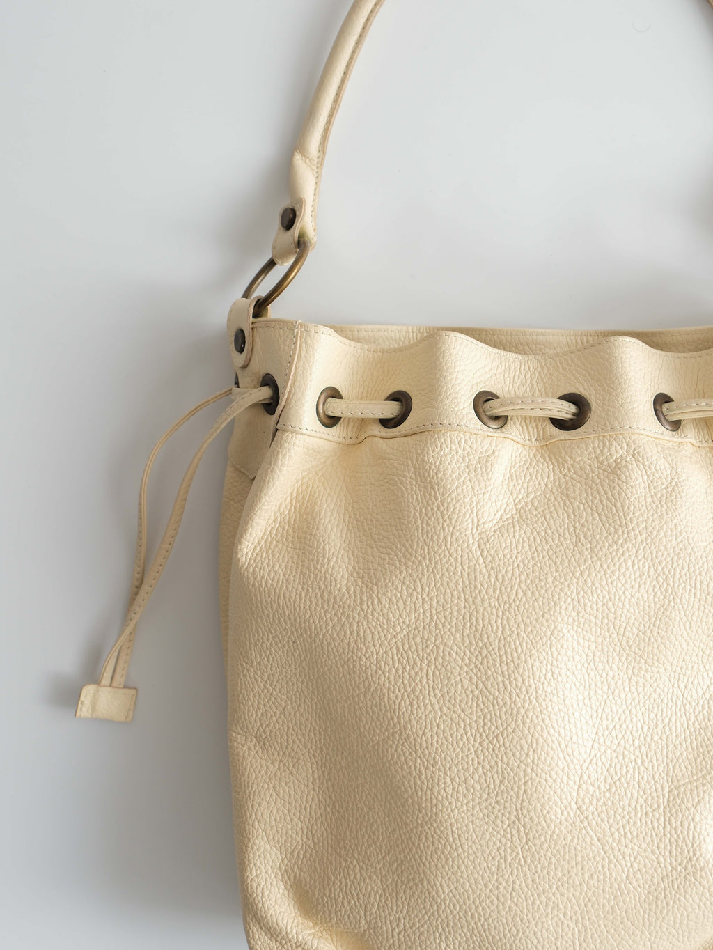 VINTAGE CREAM VIA BRERA ITALY LEATHER BAG