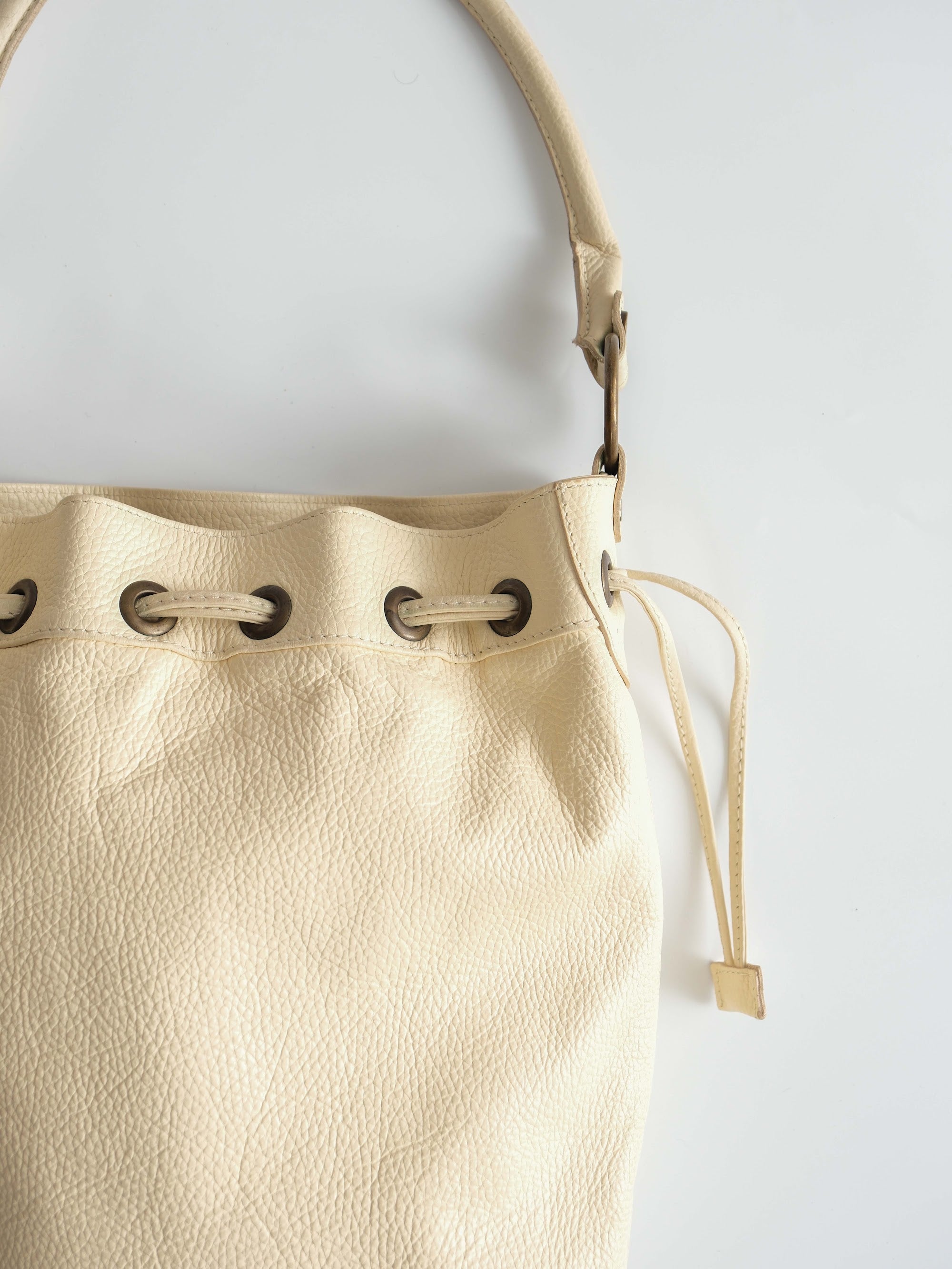 VINTAGE CREAM VIA BRERA ITALY LEATHER BAG