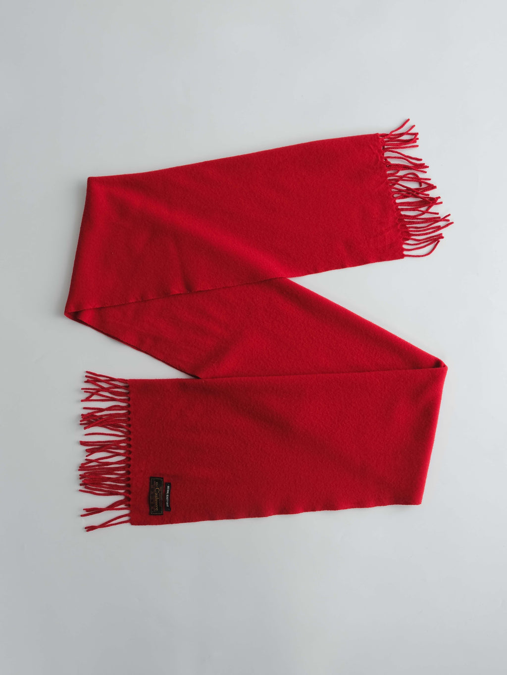 VINTAGE CROCHET / KNIT RED CASHMERE ITALY SCARF