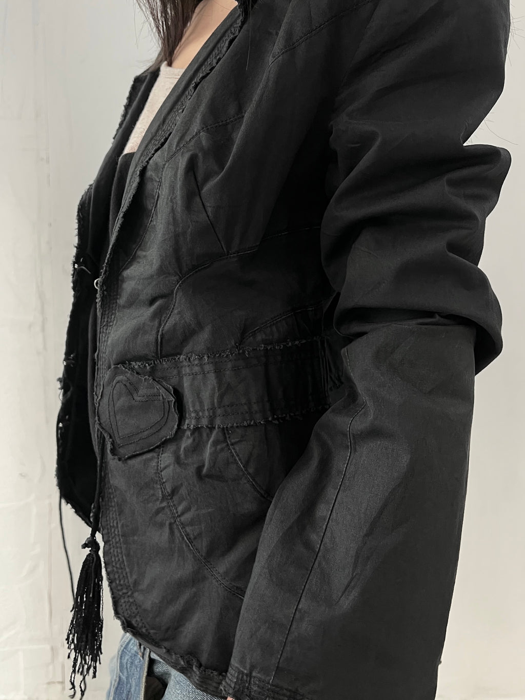 VINTAGE EMBROIDERED BLACK "HOLLY" RECONSTRUCT JACKET