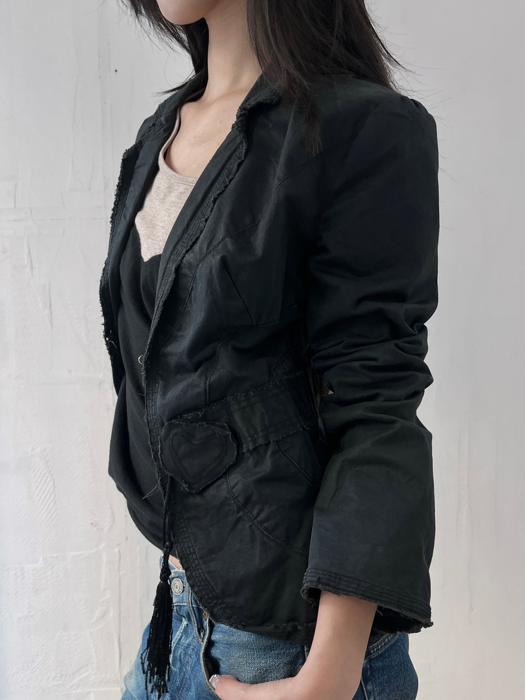 VINTAGE EMBROIDERED BLACK "HOLLY" RECONSTRUCT JACKET