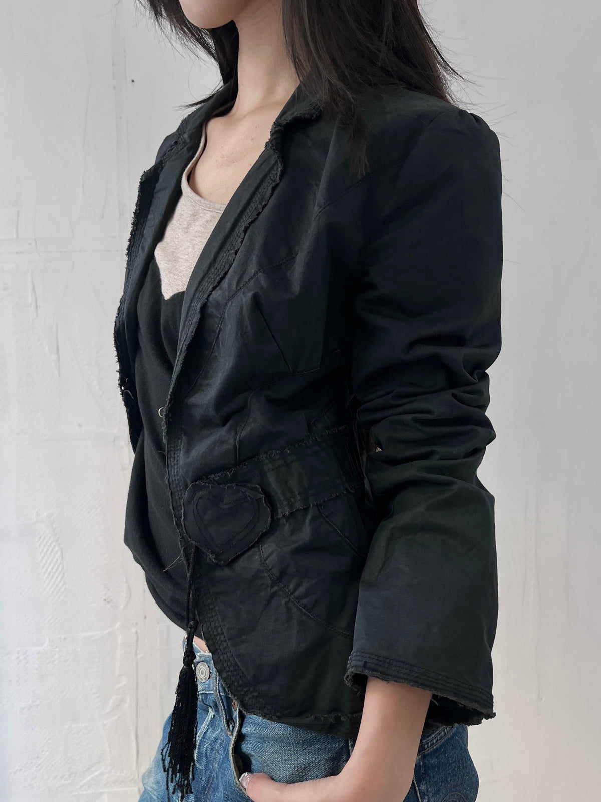 VINTAGE EMBROIDERED BLACK "HOLLY" RECONSTRUCT JACKET