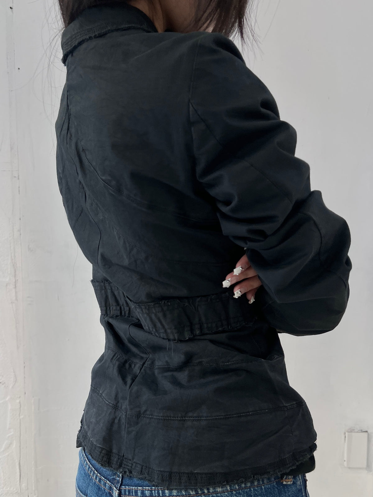 VINTAGE EMBROIDERED BLACK "HOLLY" RECONSTRUCT JACKET