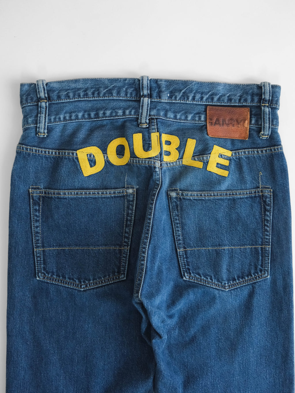 VINTAGE EMBROIDERED CDG GANRYU/ DOUBLE WAIST JEANS