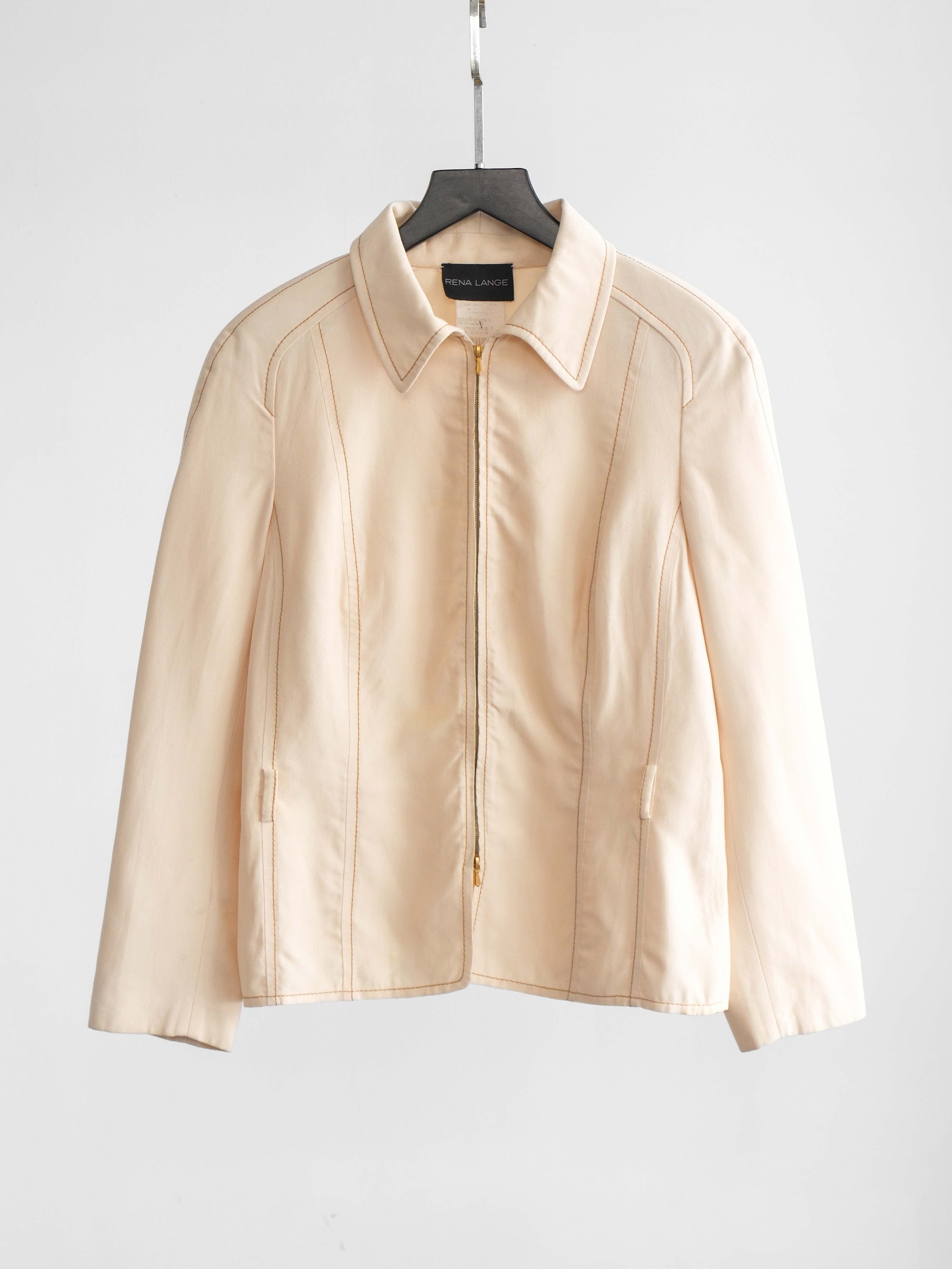 VINTAGE EMBROIDERED CREAM RENA LANGE/ PADDED SHOULDER JACKET