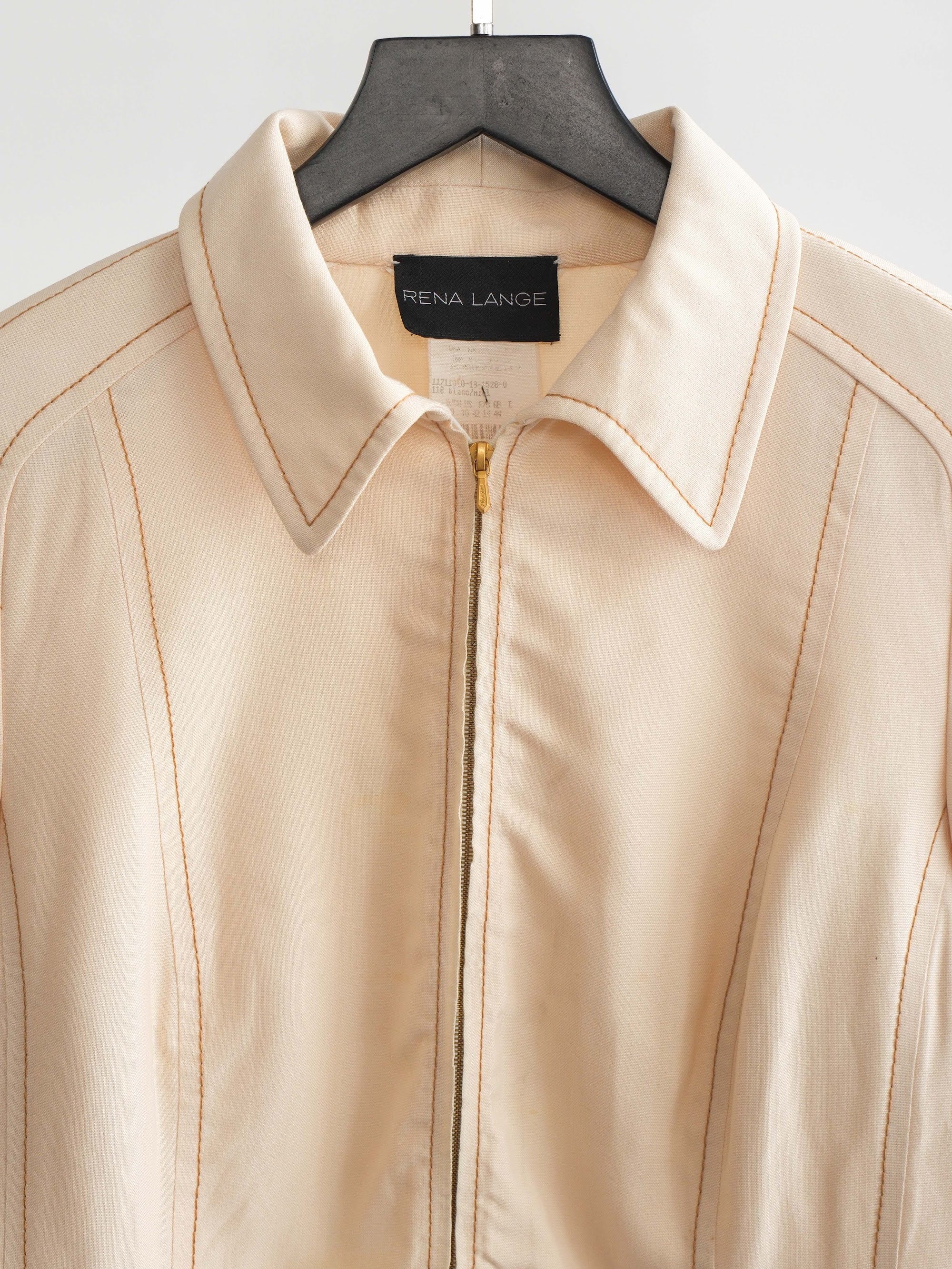 VINTAGE EMBROIDERED CREAM RENA LANGE/ PADDED SHOULDER JACKET