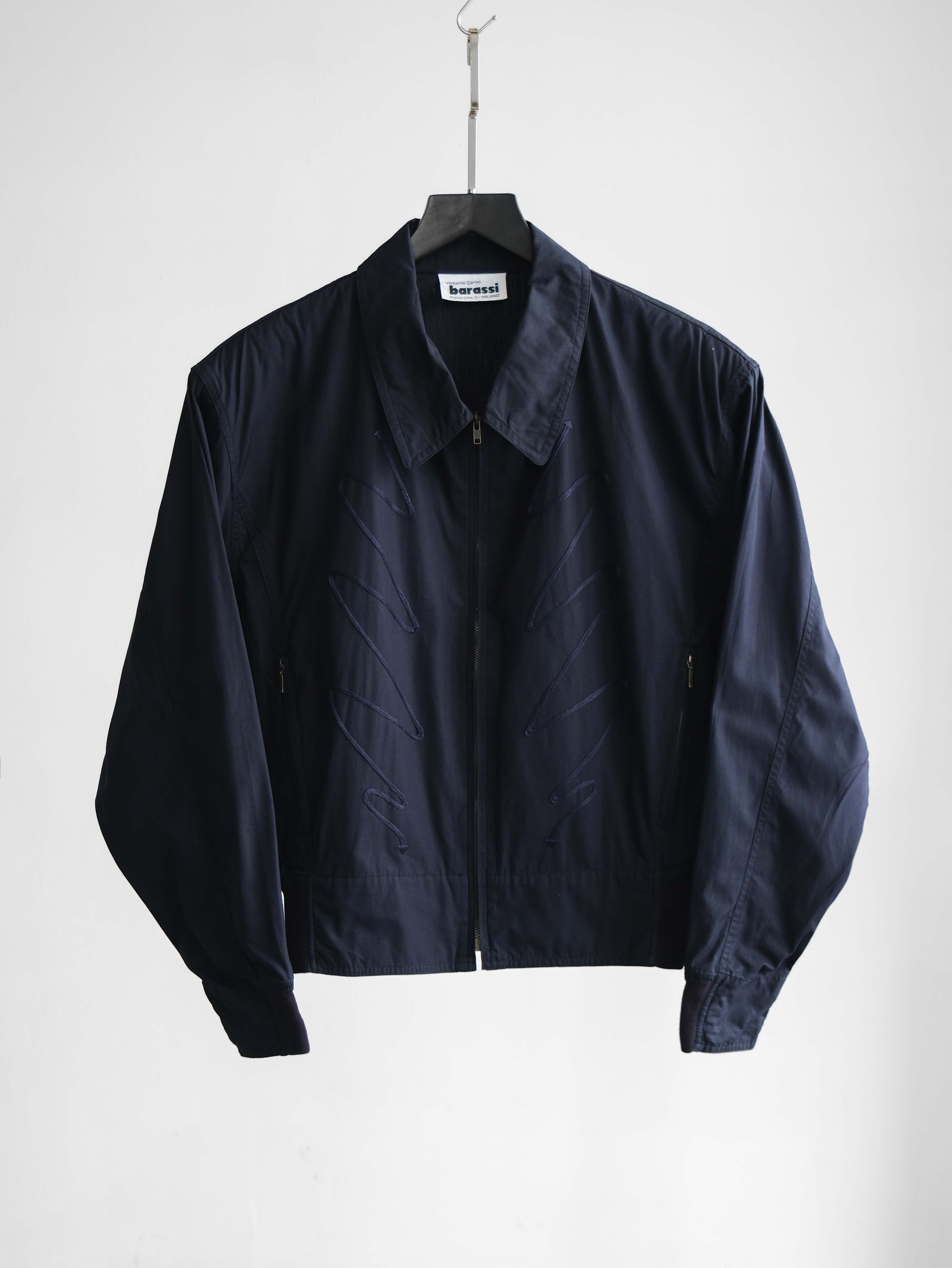 VINTAGE EMBROIDERED NAVY BARASSI PIZZA 3 MILANO WORK JACKET