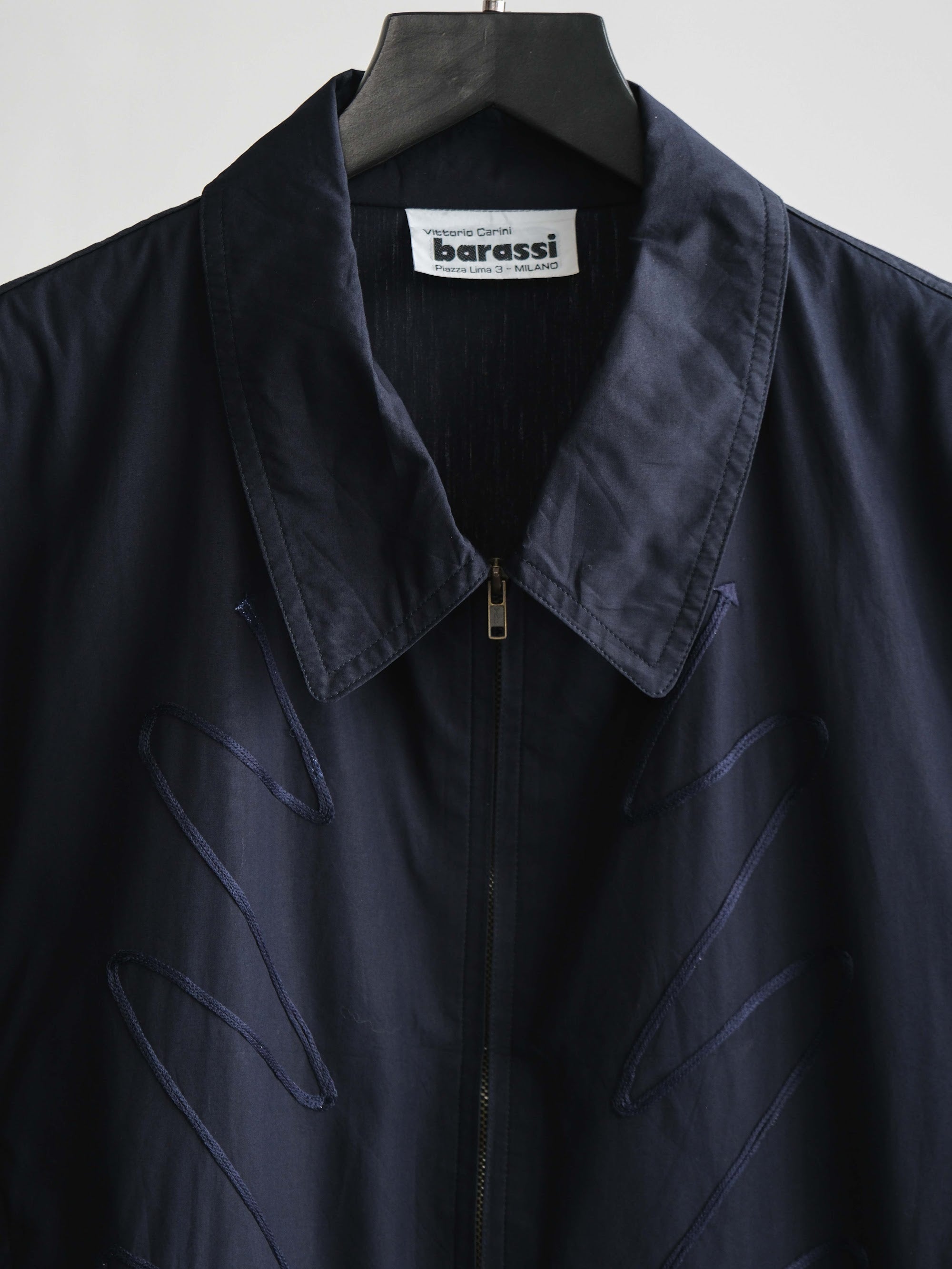 VINTAGE EMBROIDERED NAVY BARASSI PIZZA 3 MILANO WORK JACKET
