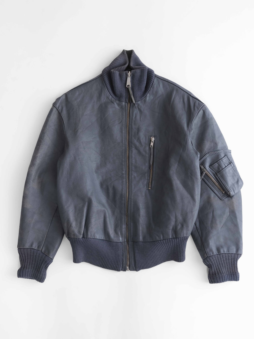 VINTAGE GREY GERMANY LEATHER BOMBER JACKET