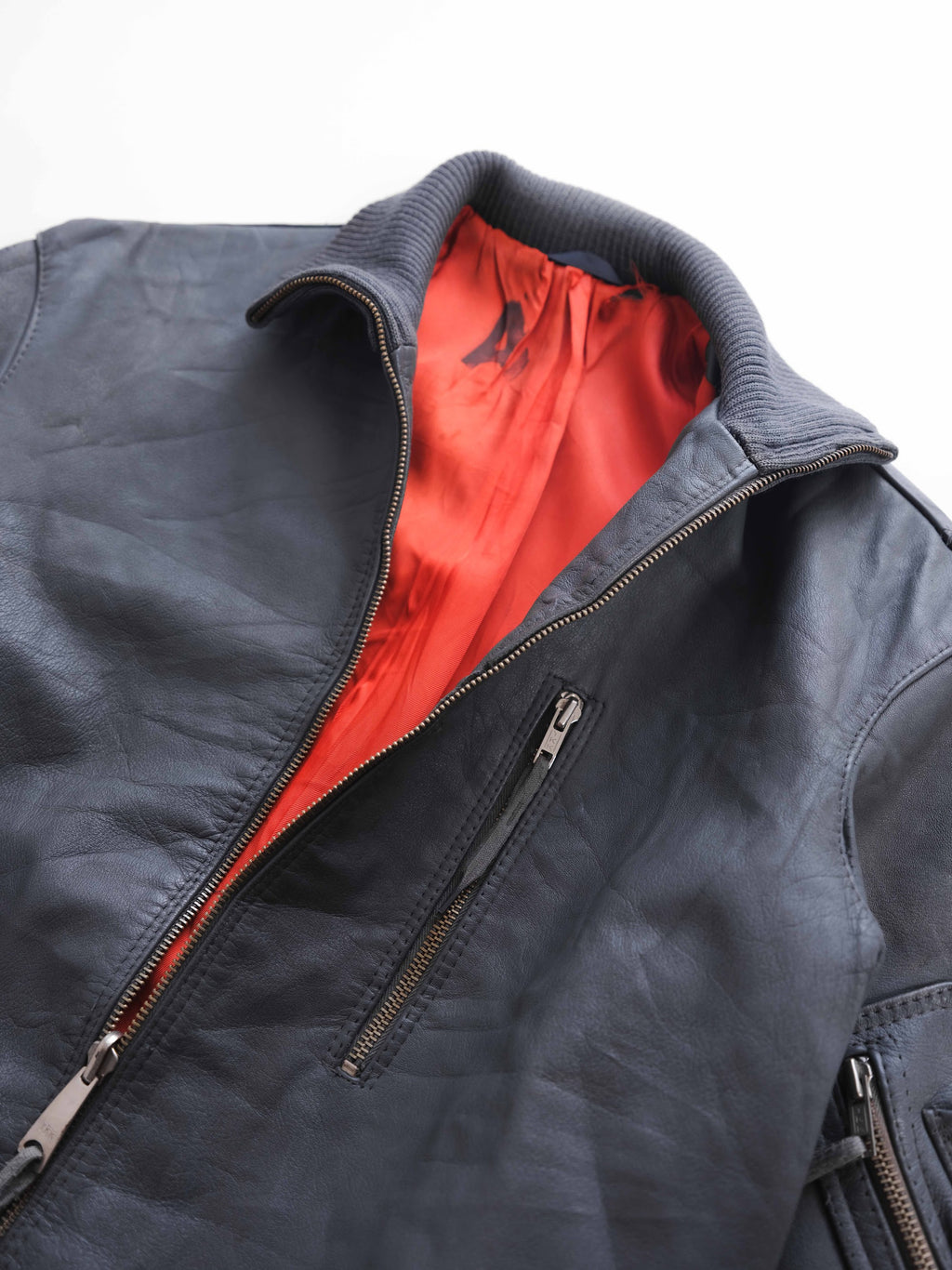 VINTAGE GREY GERMANY LEATHER BOMBER JACKET