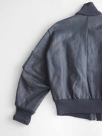 VINTAGE GREY GERMANY LEATHER BOMBER JACKET