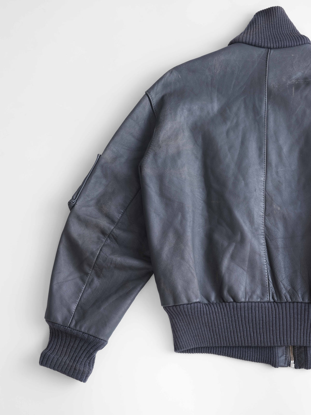 VINTAGE GREY GERMANY LEATHER BOMBER JACKET