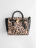 VINTAGE  "MICHAEL KORS" LEOPARD LEATHER TOTE BAG