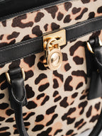VINTAGE  "MICHAEL KORS" LEOPARD LEATHER TOTE BAG