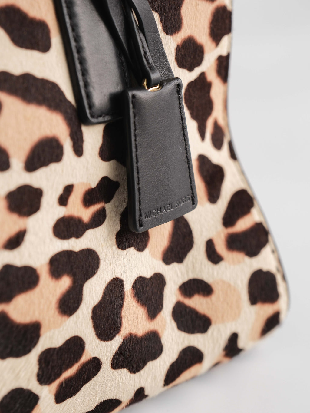 VINTAGE  "MICHAEL KORS" LEOPARD LEATHER TOTE BAG