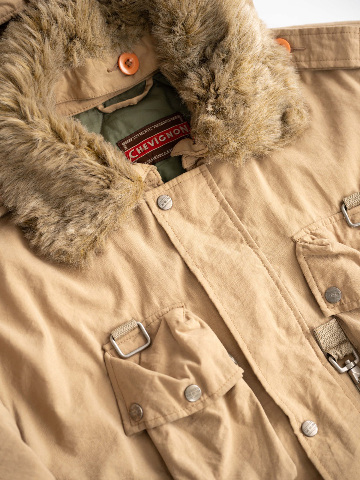 VINTAGE MOHAIR BEIGE " CHEVIGNON " MULTI POCKET  COAT