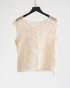 VINTAGE PLEATS BEIGE ELEGANACE TANK TOP