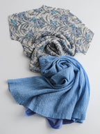 VINTAGE PLEATS BLUE VINVERT/ FLORAL/ HIGH NECK T-SHIRT
