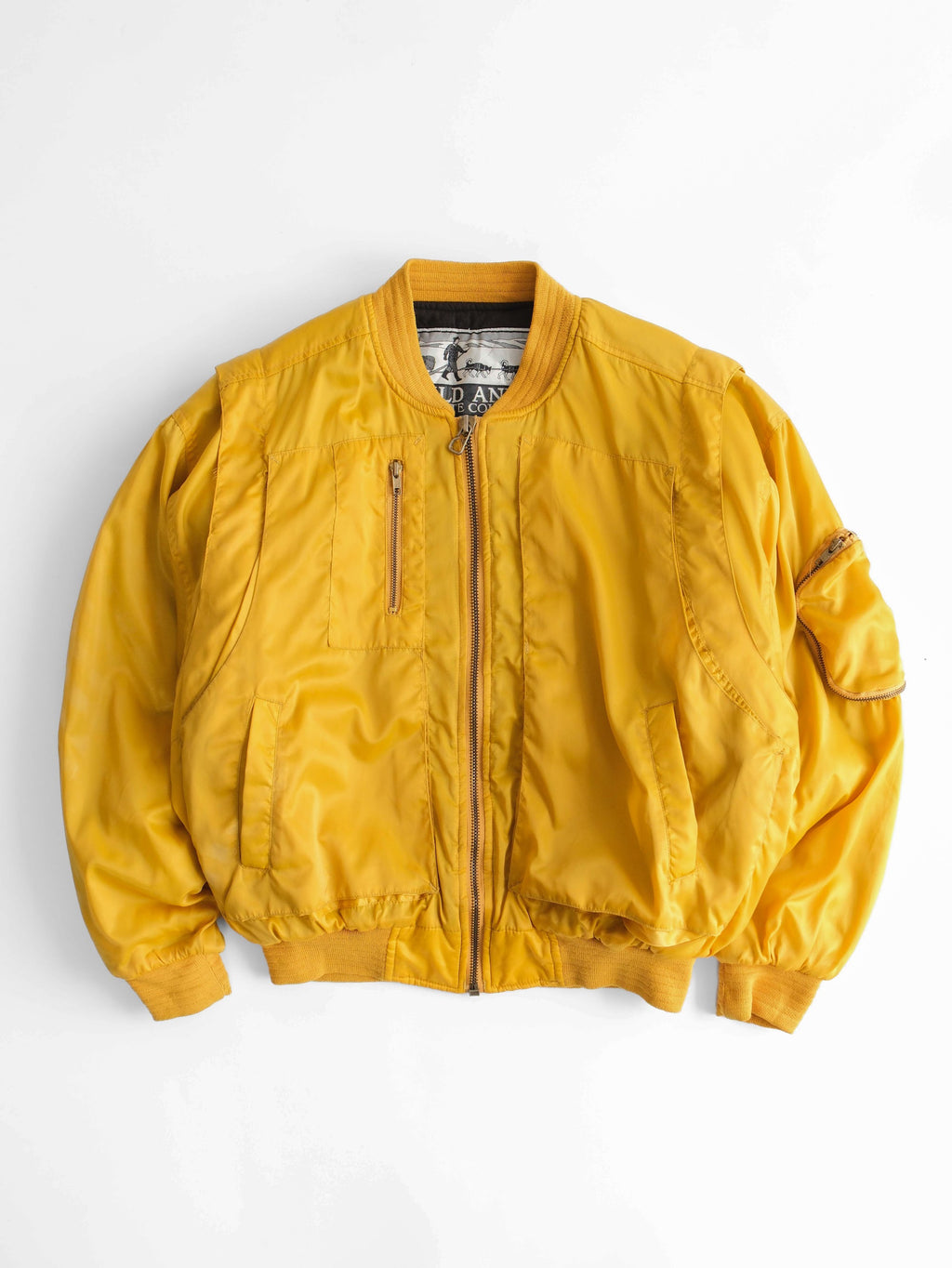 VINTAGE YELLOW " WILD AND DESOLATE COUNTRY BY TIME LAG " BOMBER JACKET