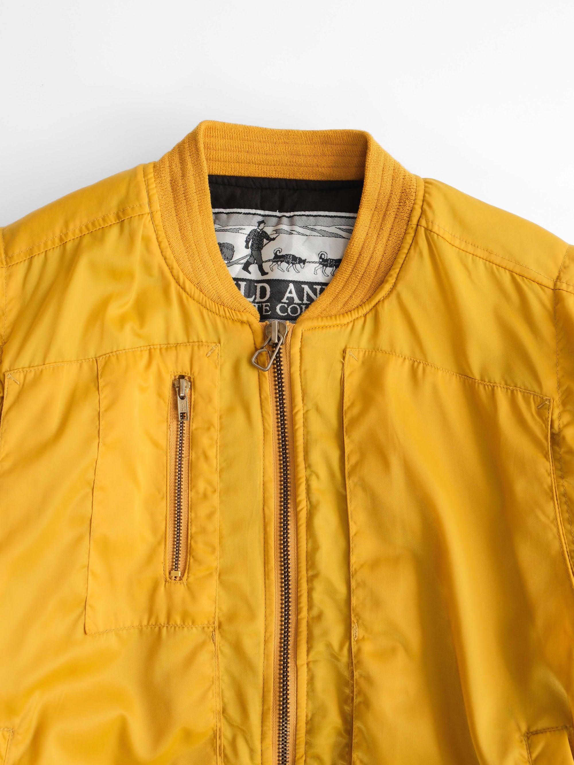 VINTAGE YELLOW " WILD AND DESOLATE COUNTRY BY TIME LAG " BOMBER JACKET