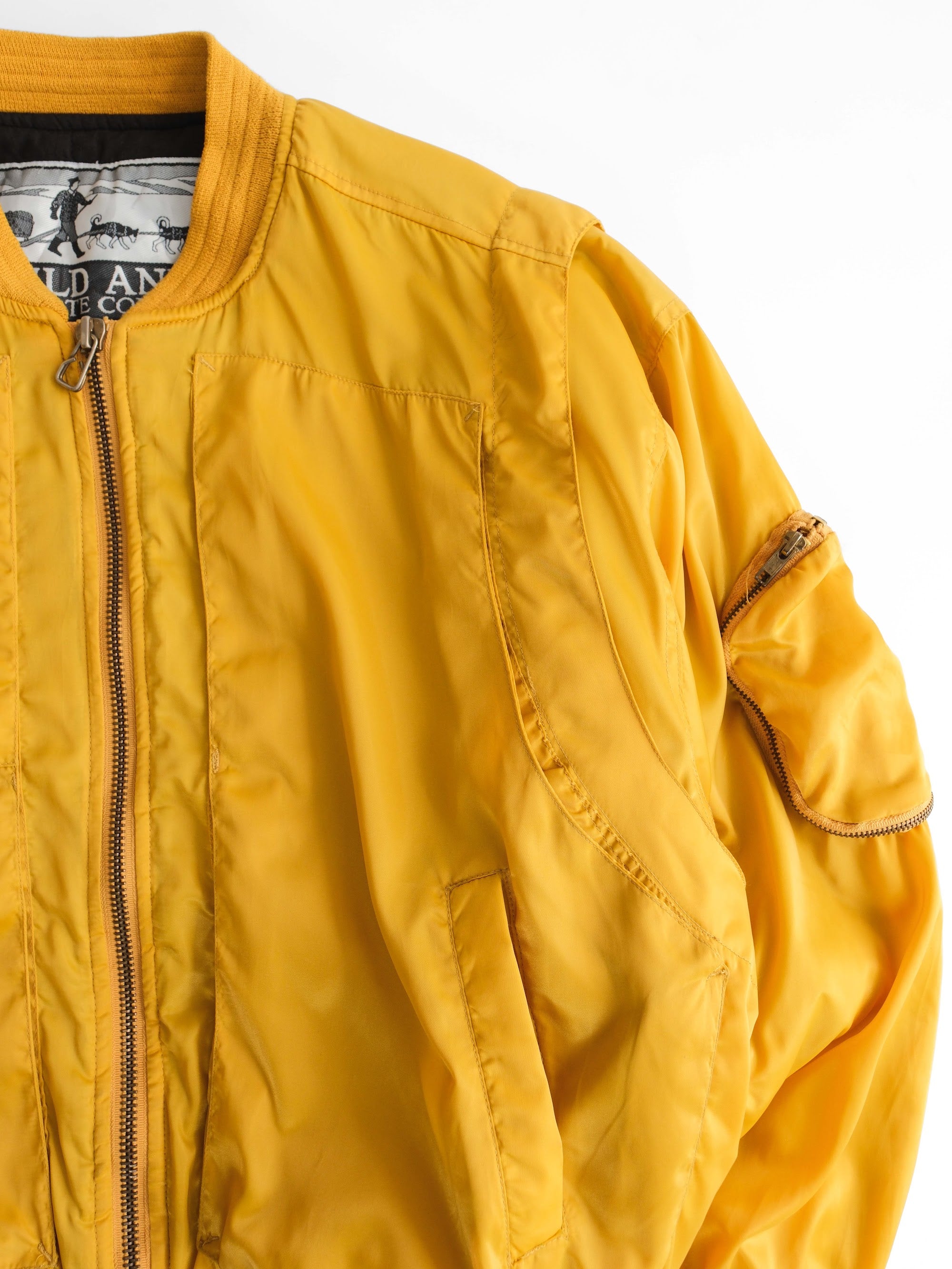 VINTAGE YELLOW " WILD AND DESOLATE COUNTRY BY TIME LAG " BOMBER JACKET