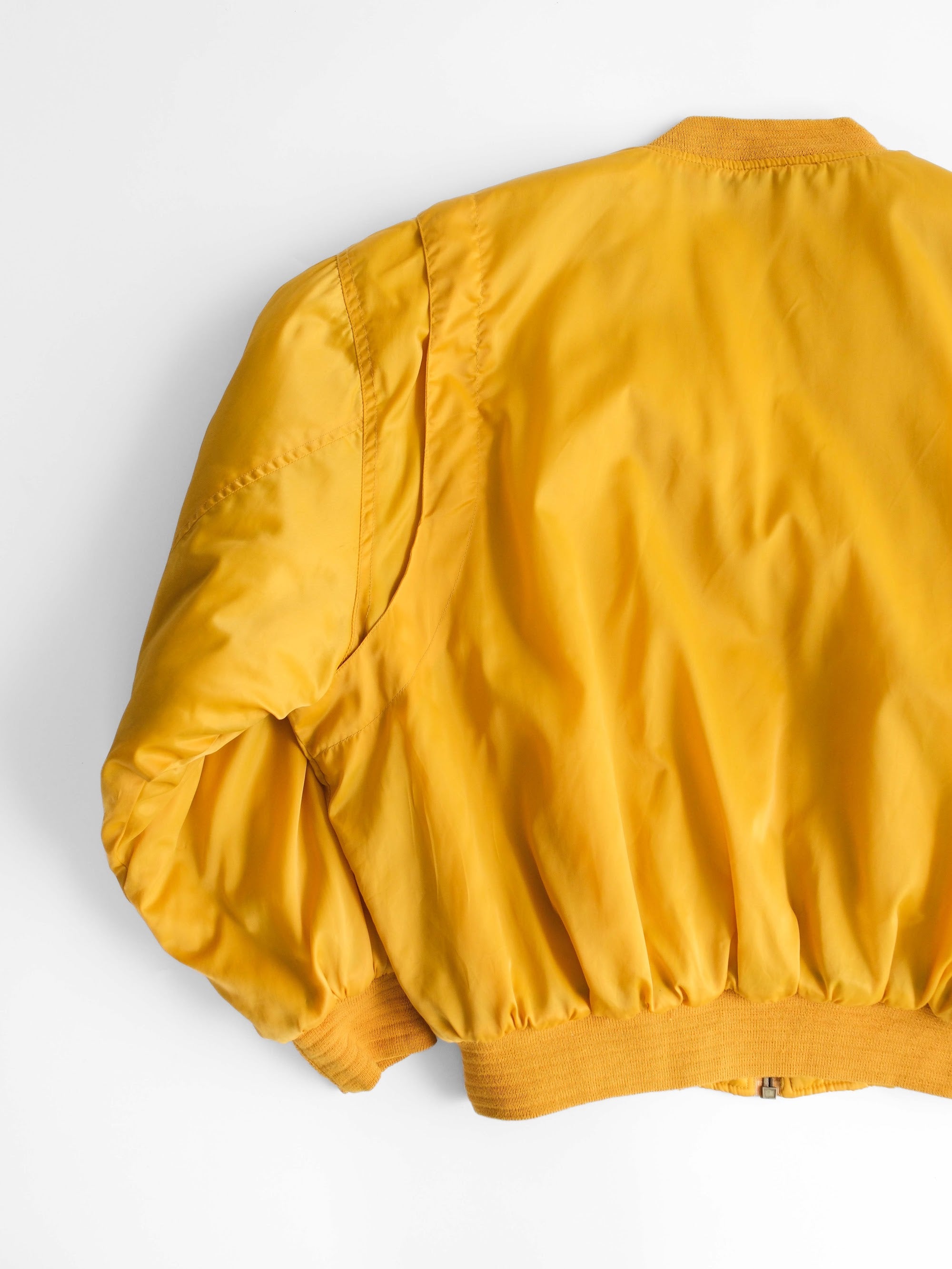 VINTAGE YELLOW " WILD AND DESOLATE COUNTRY BY TIME LAG " BOMBER JACKET