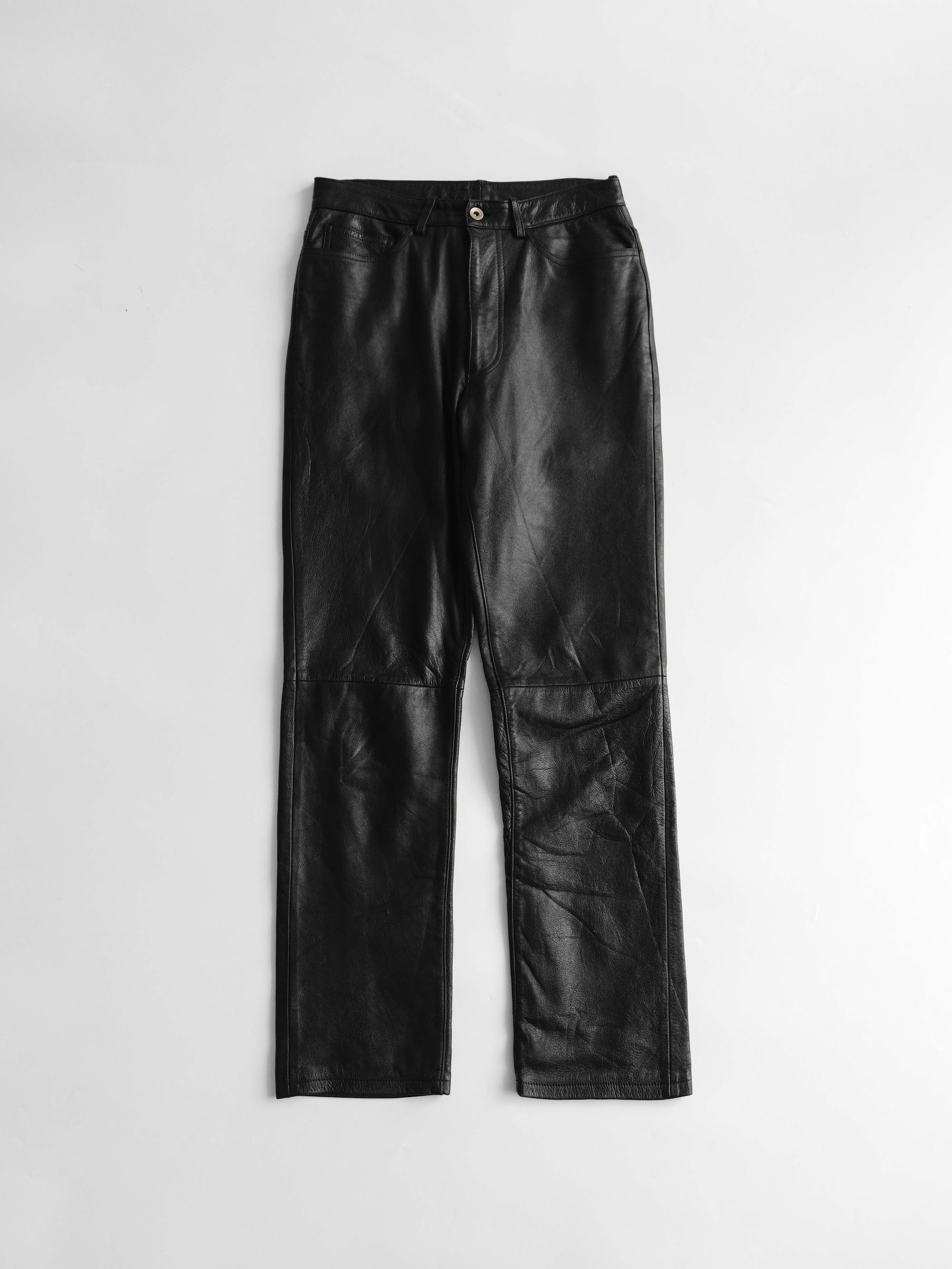 YOHJI YAMAMOTO BLACK AAR/ LEATHER PANTS