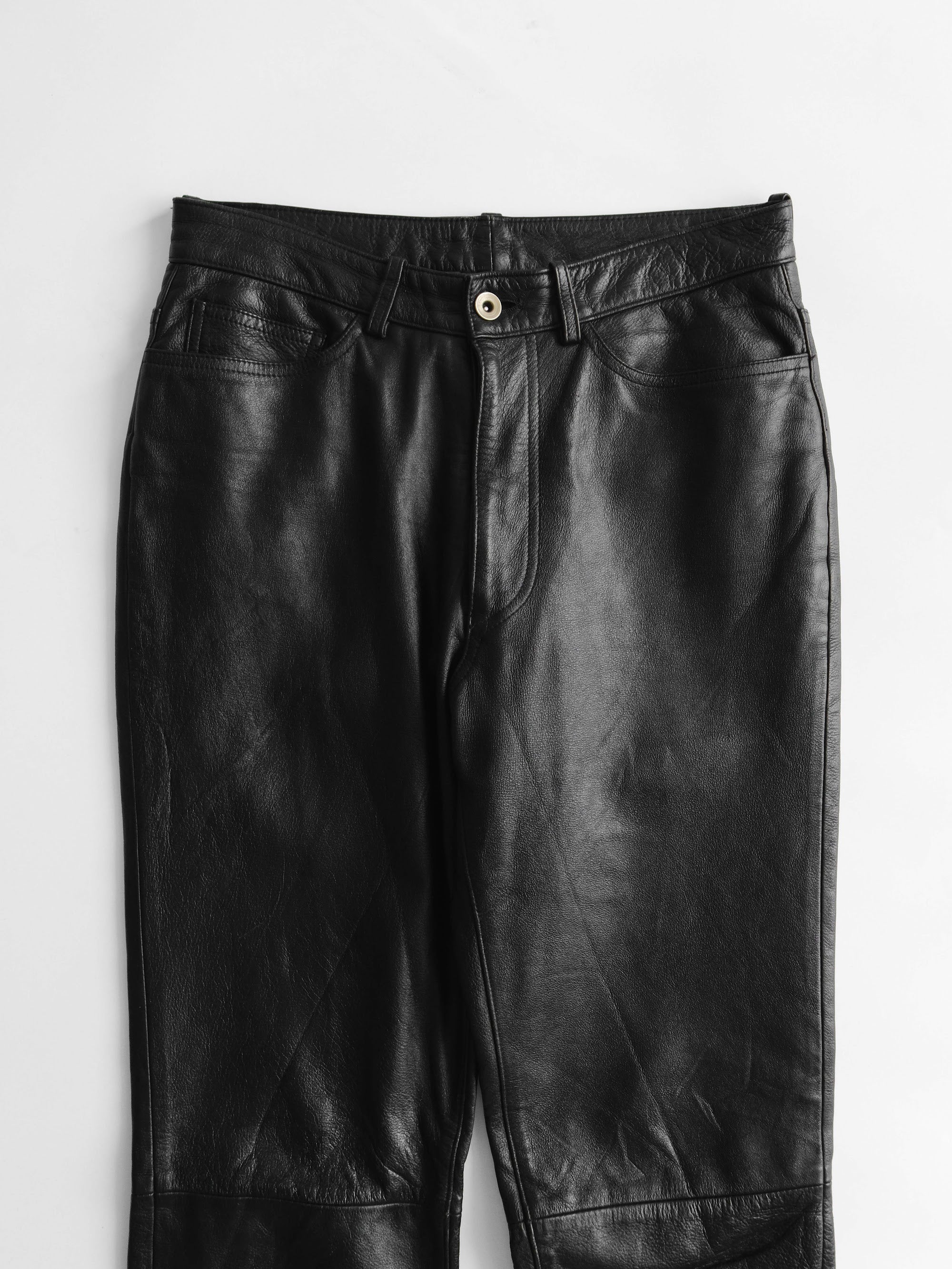 YOHJI YAMAMOTO BLACK AAR/ LEATHER PANTS