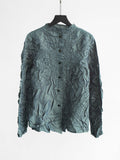 YOSHIKI HISHINUMA CRUSHED PLEATS GREEN " PEPLUM " LS SHIRT