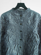 YOSHIKI HISHINUMA CRUSHED PLEATS GREEN " PEPLUM " LS SHIRT
