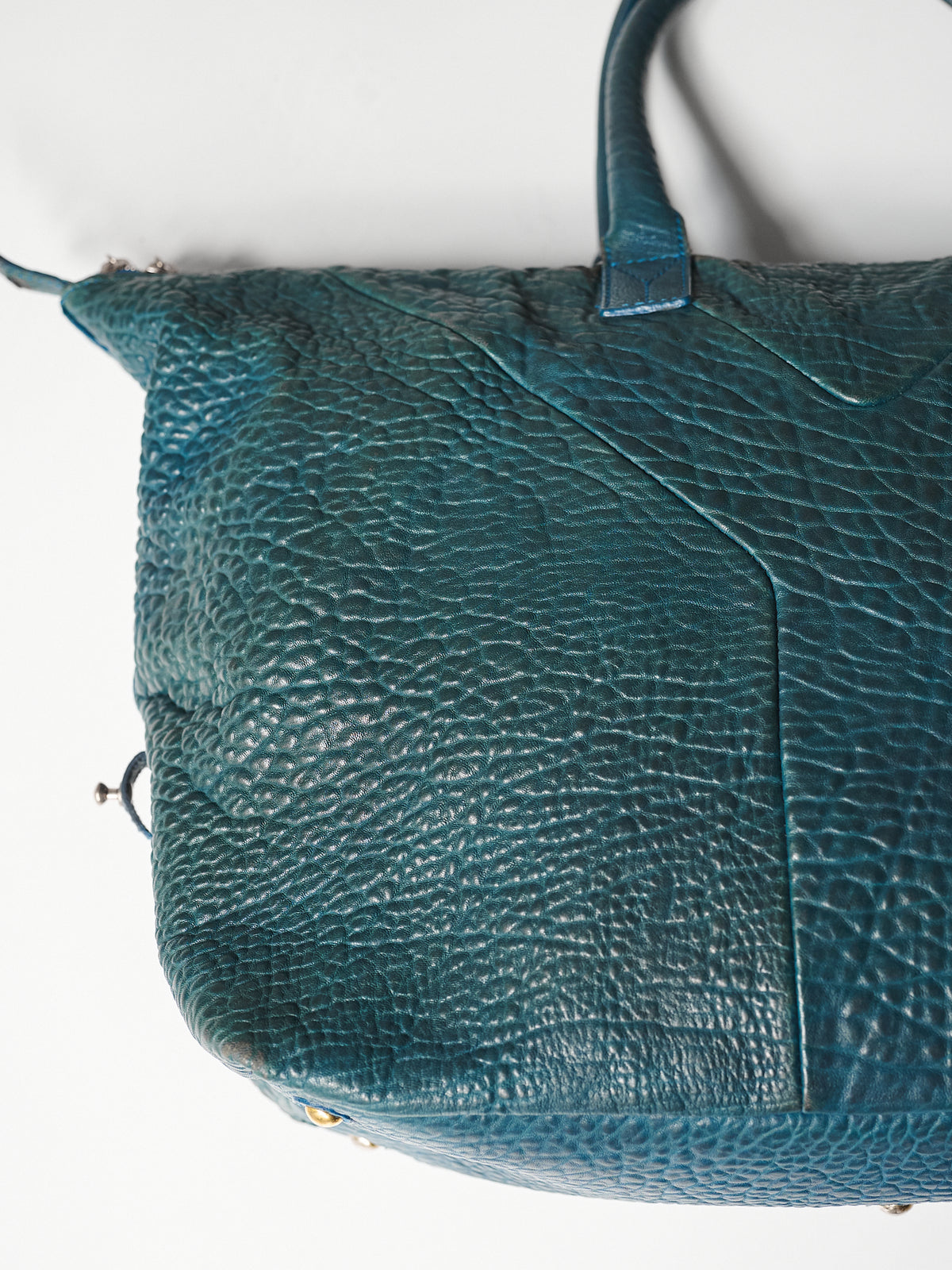 YVES SAINT LAURENT BLUE LEATHER TOTE BAG